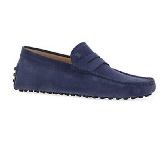 TOD'S City Gommino Blue Suede Driving Shoe Moccasin Penny Loafer